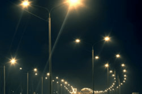 pole lights at a highway